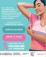 Ministerio de Justicia se suma al “Octubre Rosa” con jornada sobre cáncer de mama en Buen Pastor
