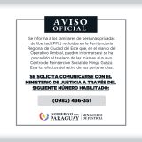 Ministerio de Justicia insta a familiares de personas privadas de libertad a comunicarse para confirmar traslados y coordinar retiro de pertenencias