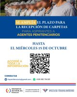 Ministerio de Justicia convoca a los postulantes a aspirantes a Agentes Penitenciarios para Evaluación PSICOMÉTRICA – MÉDICA – ENTREVISTA PERSONAL