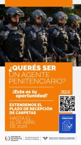 Ministerio de Justicia extiende plazo de recepción de carpetas para aspirantes a agentes penitenciarios